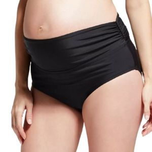 ISABEL Maternity Foldover Swim Brief In Black